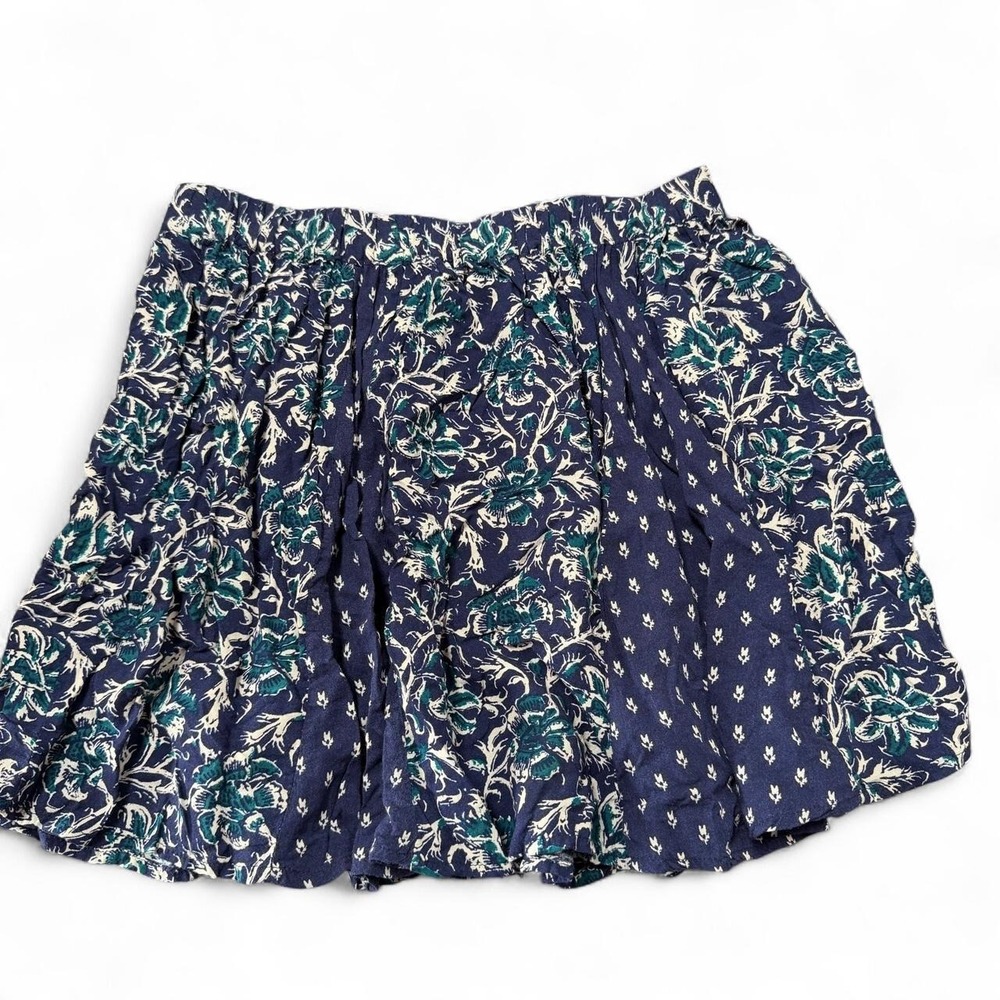 Aeropostale Navy Blue & Teal Floral Patchwork Mini Skirt Size Small